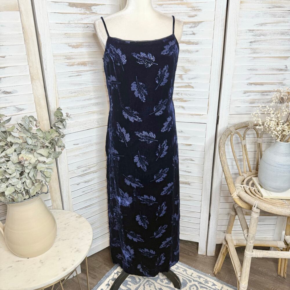VTG REGGIO Women's Size 10 Silk Velvet Maxi Dress Sapphire Demure Cocktail Event - Picture 3 of 16